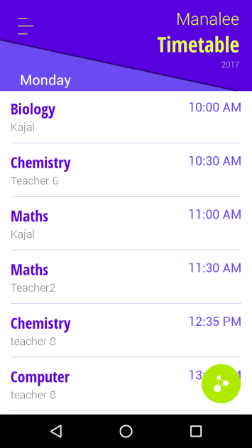 Academik Child Timetable